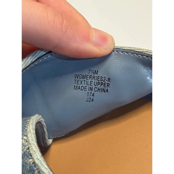 GUESS Denim Logo Platform Wedge Sandals Crisscross Womens SZ 7.5M Stylish Casul - Picture 5 of 9